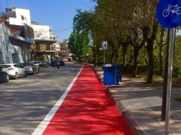 Διαγράμμιση και βαφή για τον κεντρικό ποδηλατόδρομο των Τρικάλων.